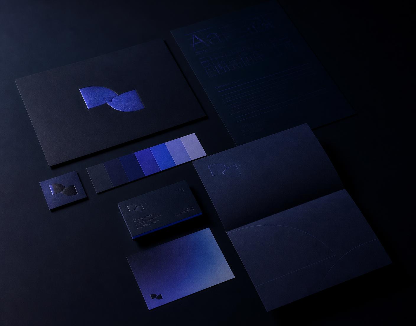 A pre-seed startup brand identity system laid out: logo cards, colour swatch strip, typography specimen, business card and letterhead