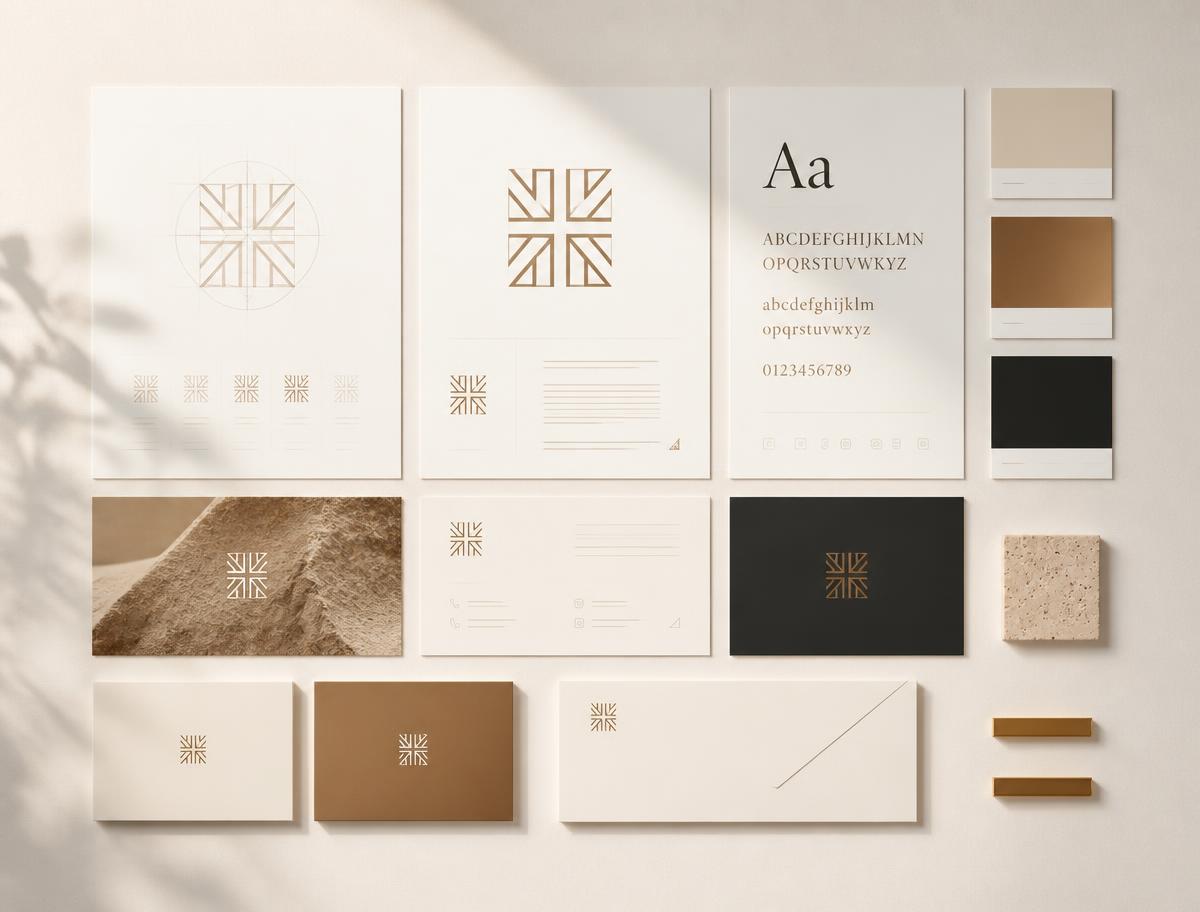 Core identity system — Logo suite, colour ramp, type scale and icon language.